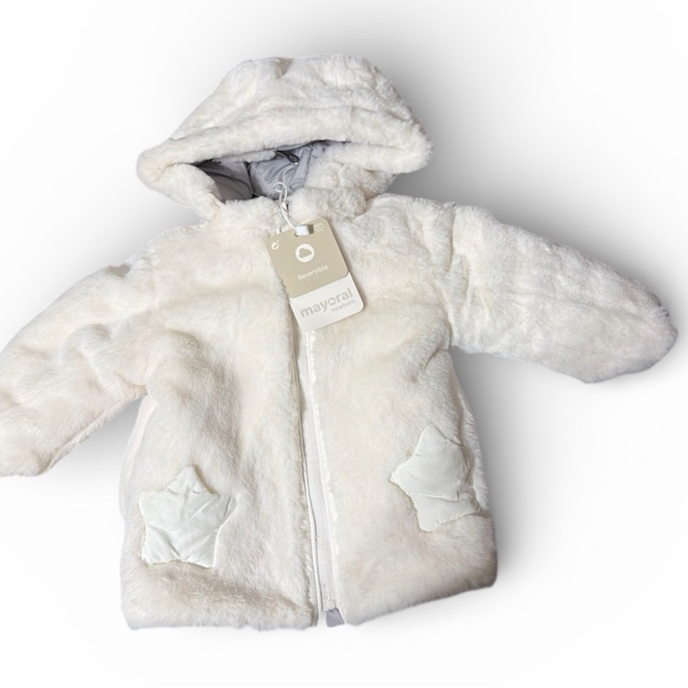 Mayoral Reversible Baby Puffer Coat | Faux Fur | Gray | 4–6M (70 cm) - Picture 5 of 11